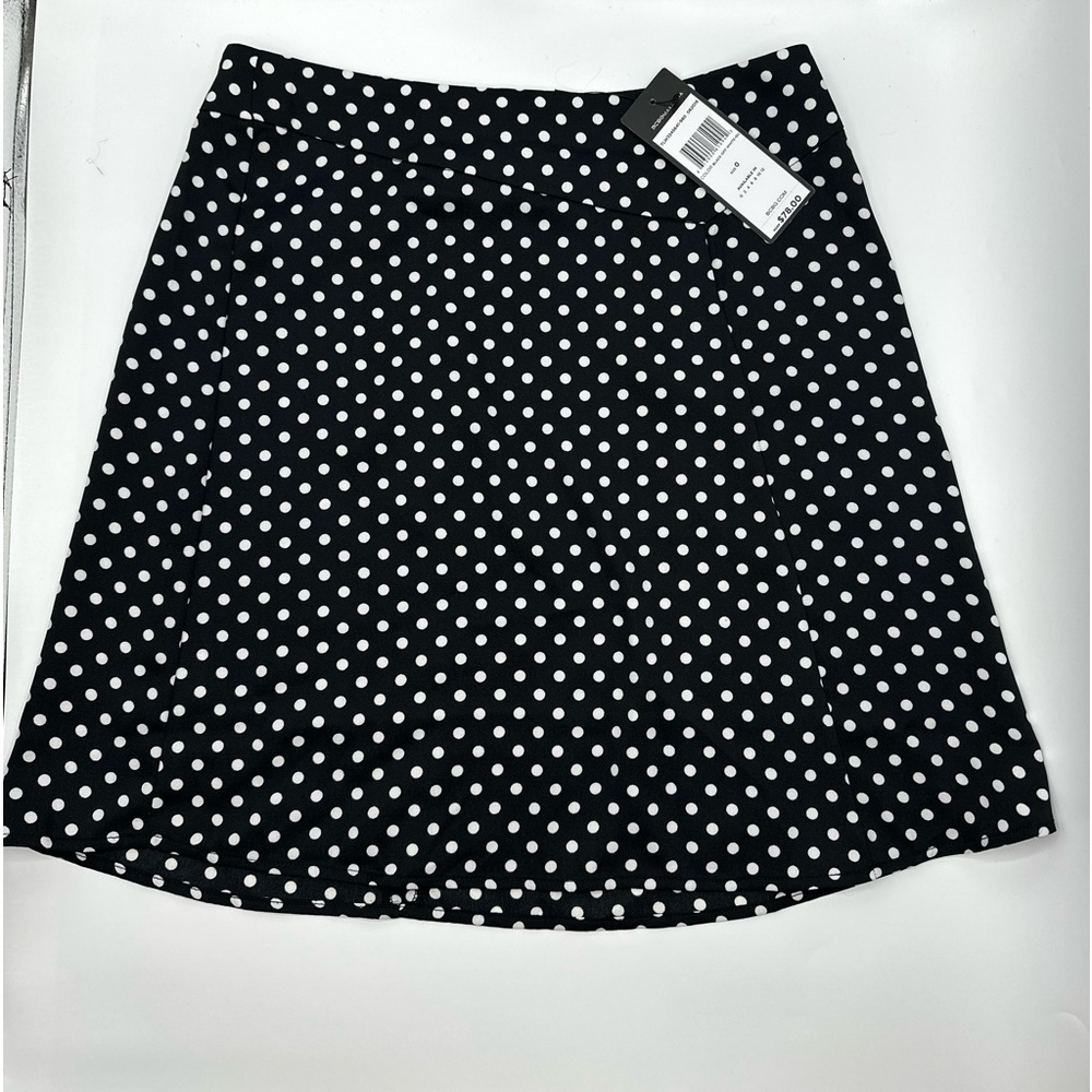 NEW with Tags BCBG Black and White Polka dot mini skirt